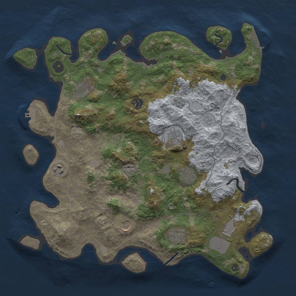 Rust Map: Procedural Map, Size: 4000, Seed: 432724, 18 Monuments