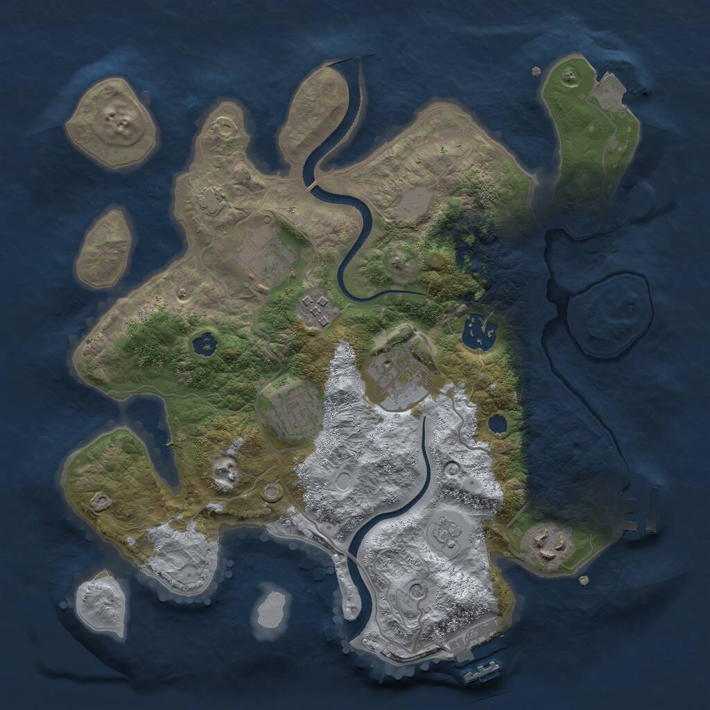 Rust Map: Procedural Map, Size: 3000, Seed: 2458, 12 Monuments