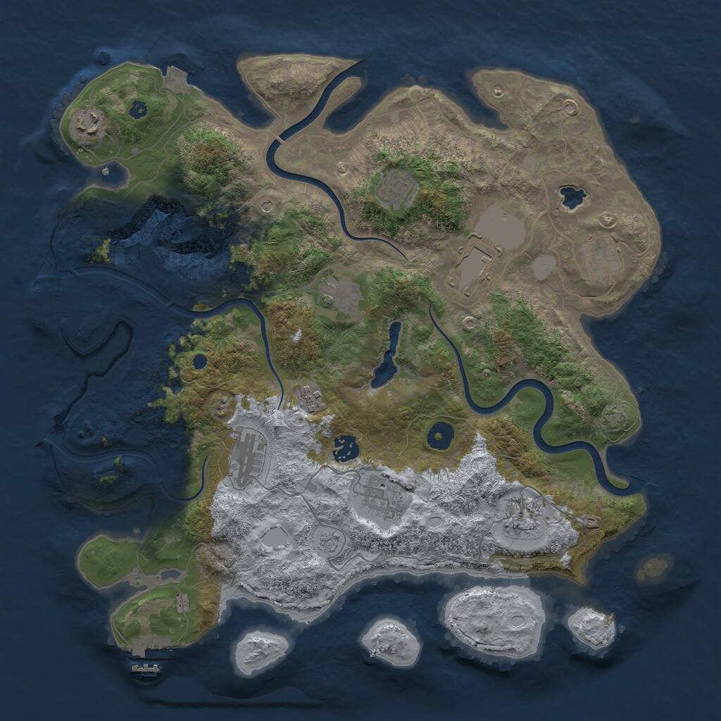 Rust Map: Procedural Map, Size: 4000, Seed: 1745165978, 16 Monuments