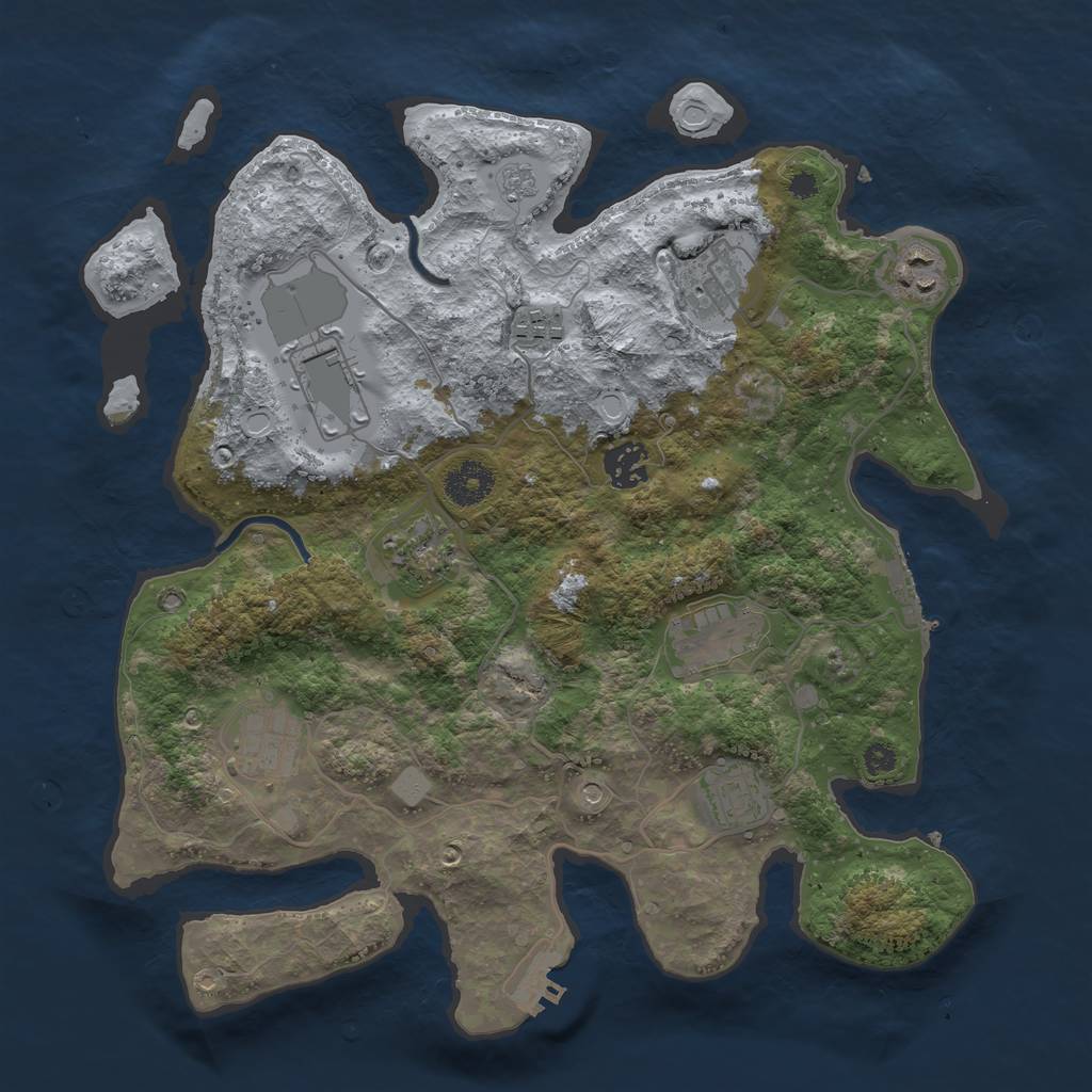 Rust Map: Procedural Map, Size: 3500, Seed: 869, 18 Monuments