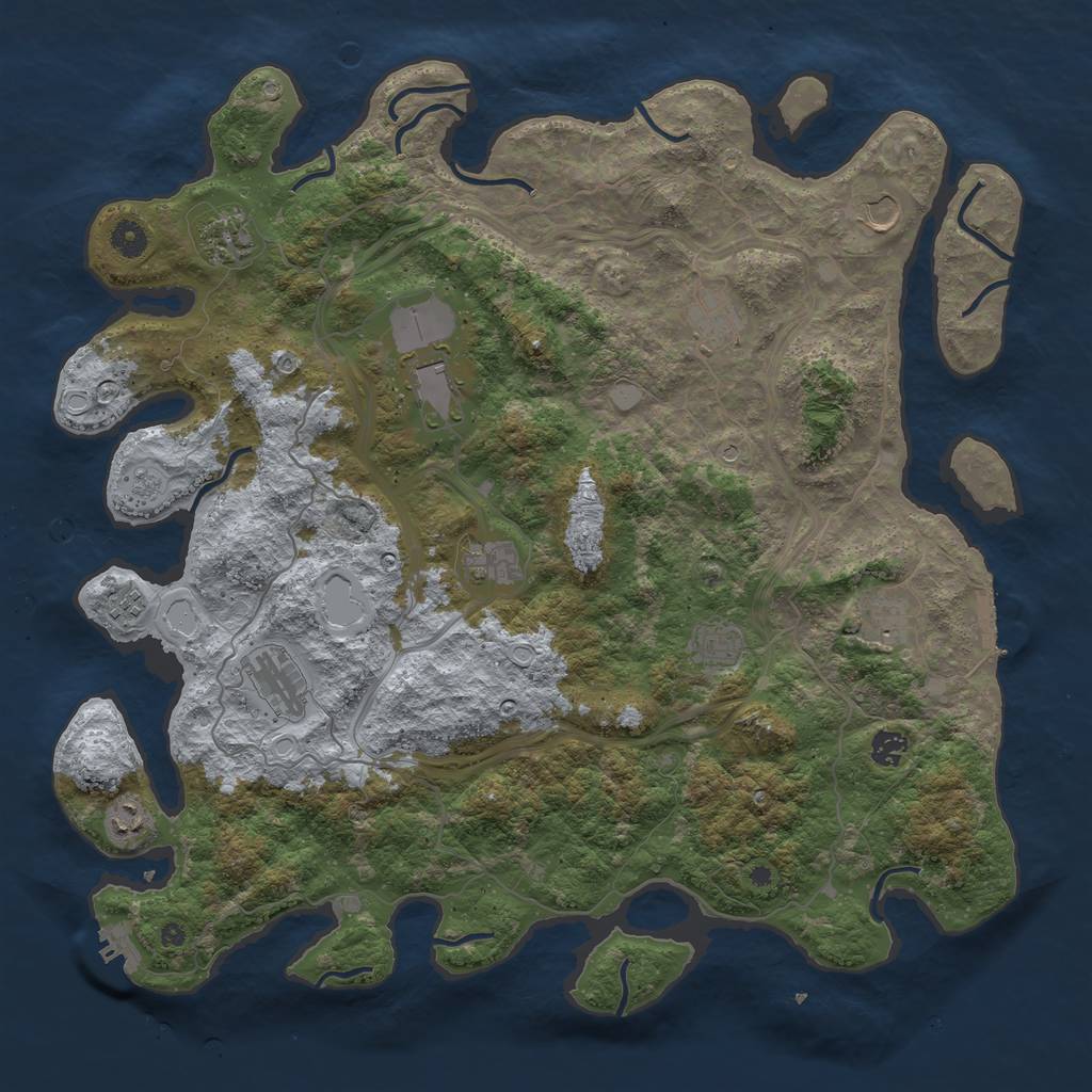 Rust Map: Procedural Map, Size: 4500, Seed: 915316299, 20 Monuments