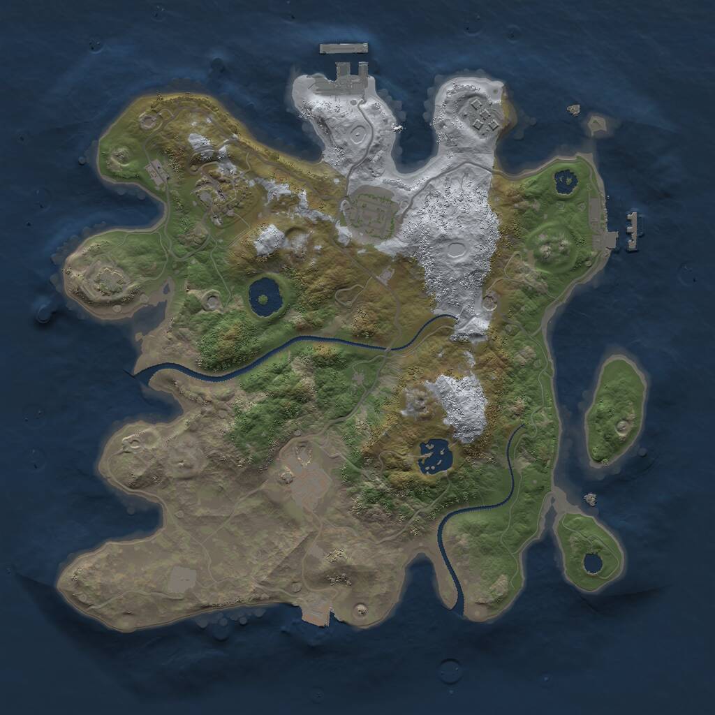 Rust Map: Procedural Map, Size: 3000, Seed: 249695, 10 Monuments