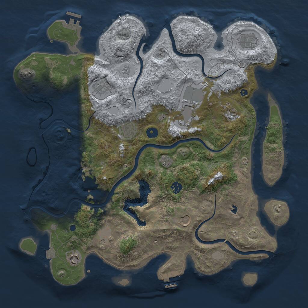 Rust Map: Procedural Map, Size: 4096, Seed: 2027, 16 Monuments
