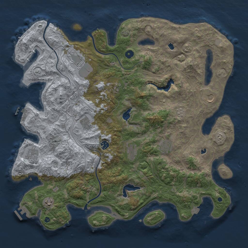 Rust Map: Procedural Map, Size: 4500, Seed: 709602558, 16 Monuments