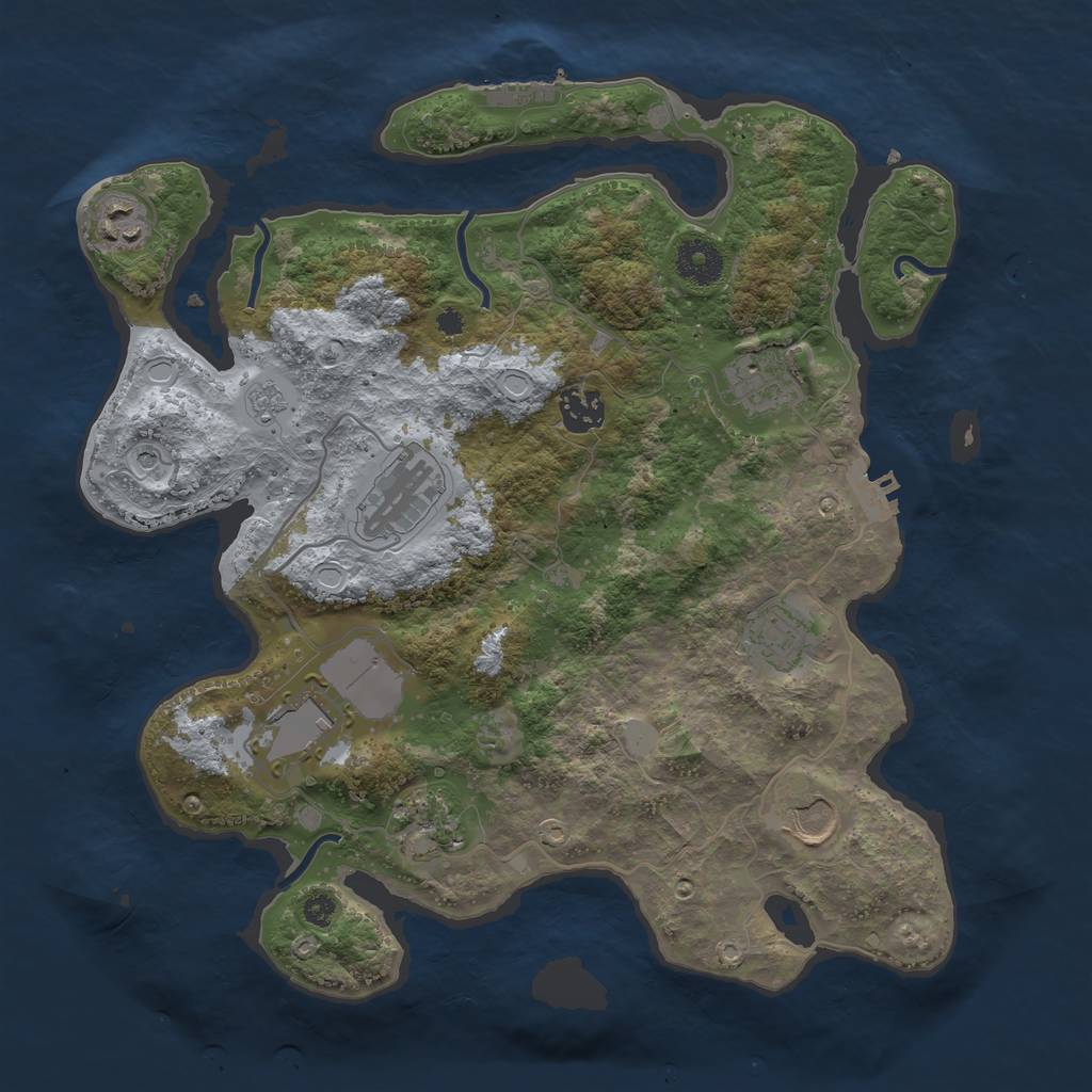 Rust Map: Procedural Map, Size: 3500, Seed: 1342339403, 17 Monuments