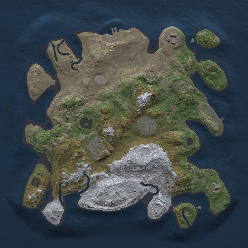Rust Map: Procedural Map, Size: 3000, Seed: 1680537606, 12 Monuments