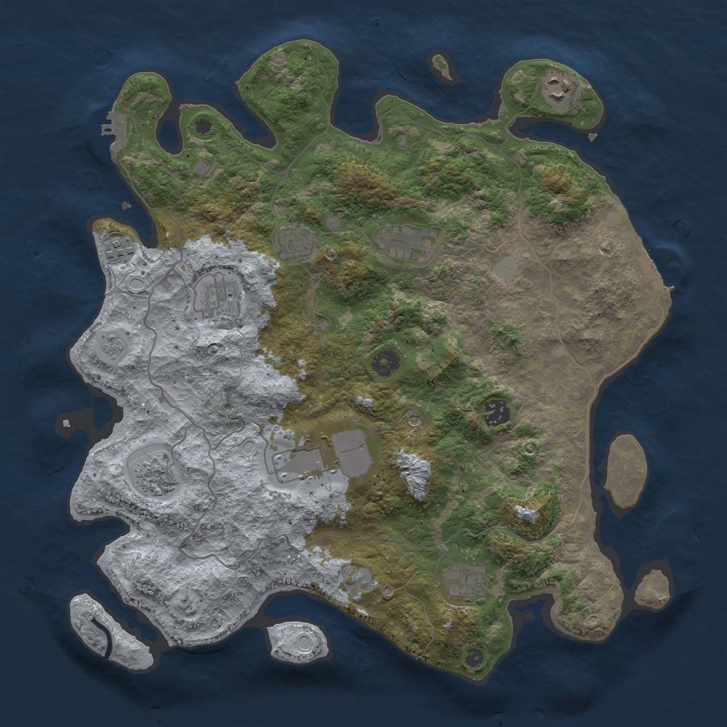Rust Map: Procedural Map, Size: 4000, Seed: 2104457150, 18 Monuments