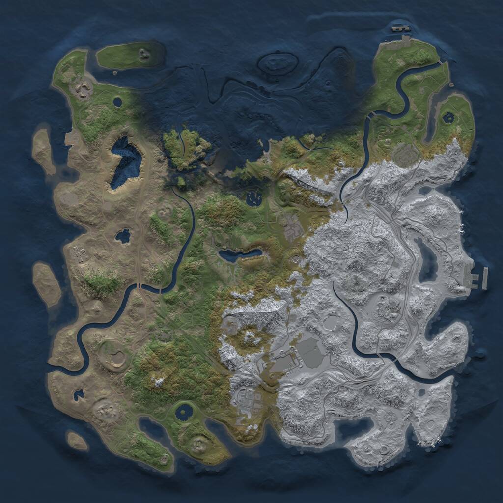 Rust Map: Procedural Map, Size: 4500, Seed: 194830024, 16 Monuments