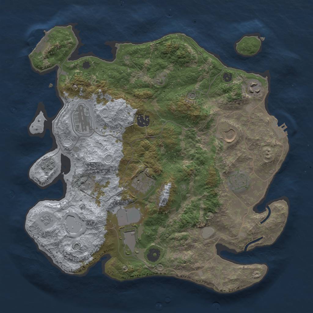 Rust Map: Procedural Map, Size: 3500, Seed: 76546, 17 Monuments