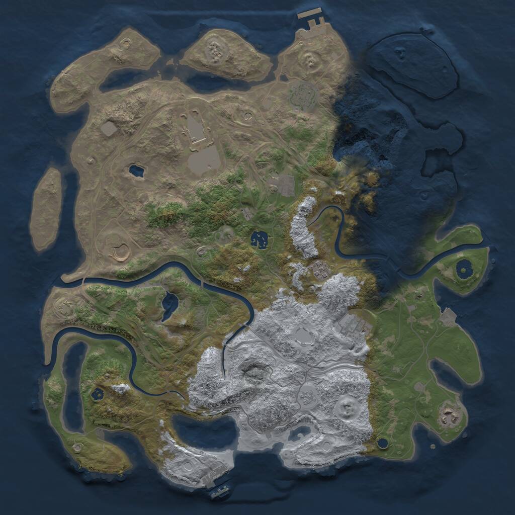 Rust Map: Procedural Map, Size: 4250, Seed: 343083492, 14 Monuments