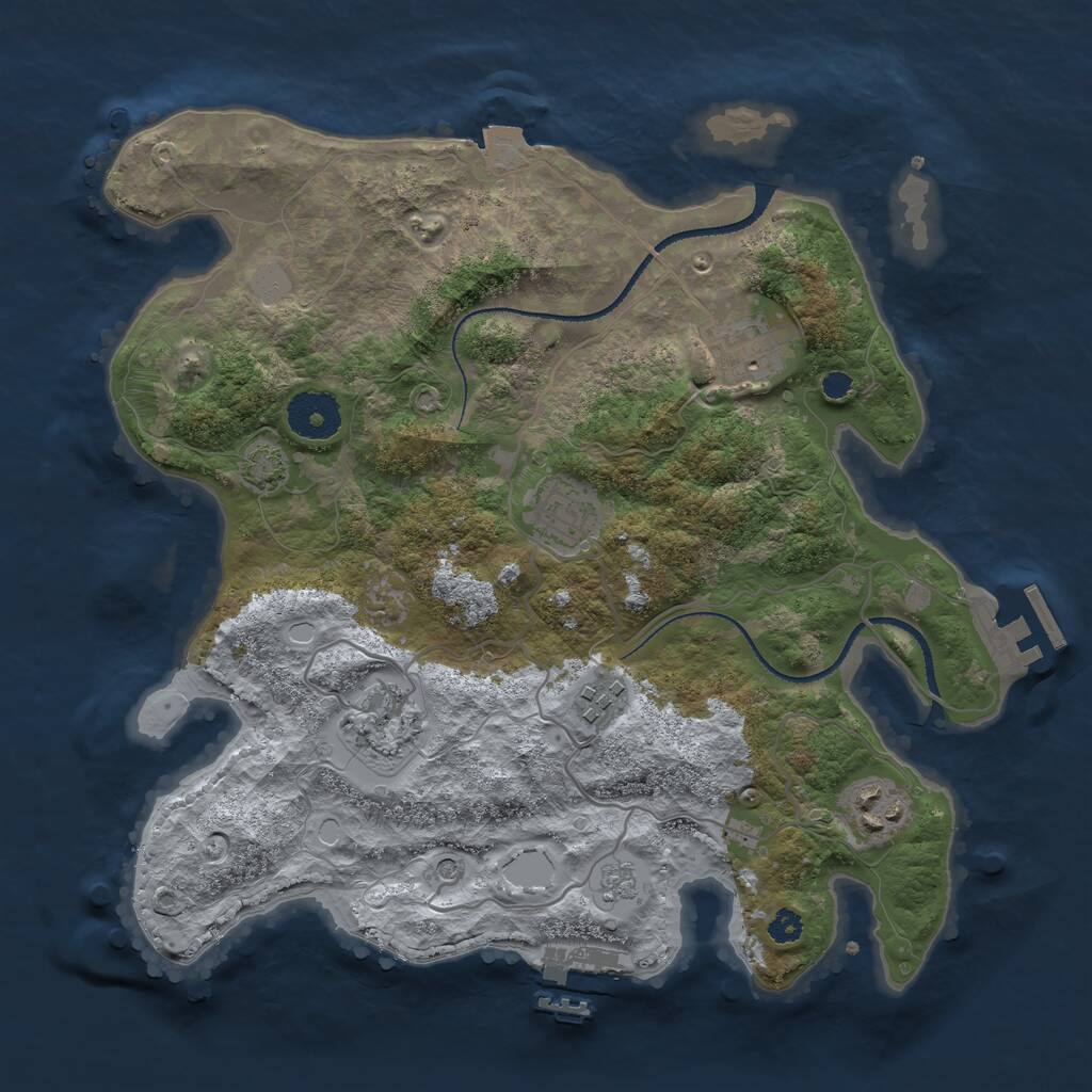 Rust Map: Procedural Map, Size: 3200, Seed: 7632344, 11 Monuments