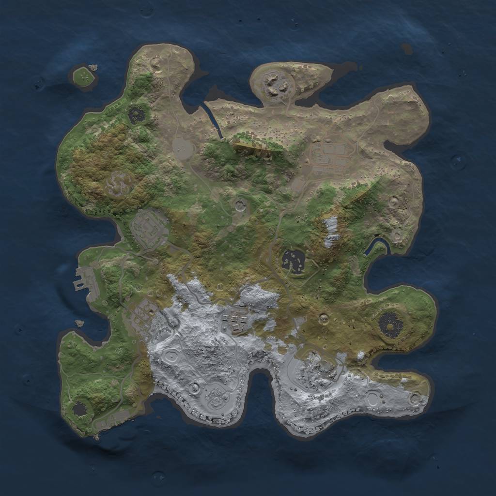 Rust Map: Procedural Map, Size: 3000, Seed: 14266, 16 Monuments