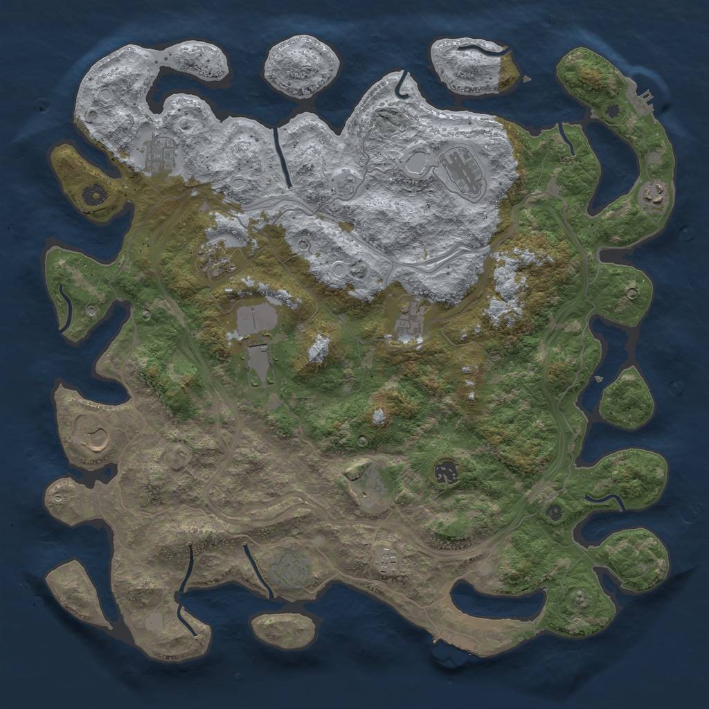 Rust Map: Procedural Map, Size: 4500, Seed: 124152328, 20 Monuments