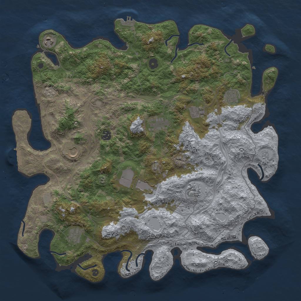 Rust Map: Procedural Map, Size: 4500, Seed: 1455626145, 19 Monuments