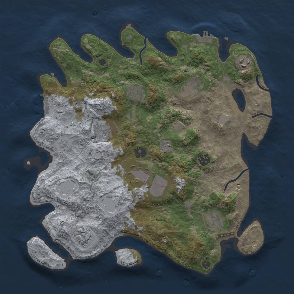 Rust Map: Procedural Map, Size: 3750, Seed: 2104457150, 18 Monuments