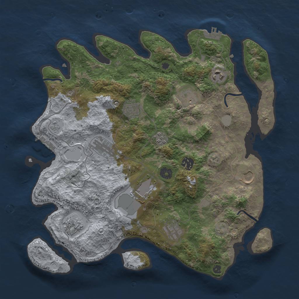 Rust Map: Procedural Map, Size: 3600, Seed: 2104457150, 19 Monuments