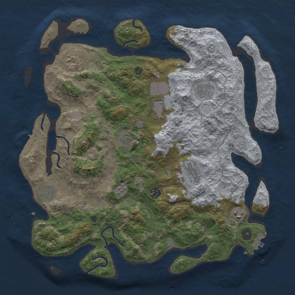 Rust Map: Procedural Map, Size: 4050, Seed: 925367996, 18 Monuments