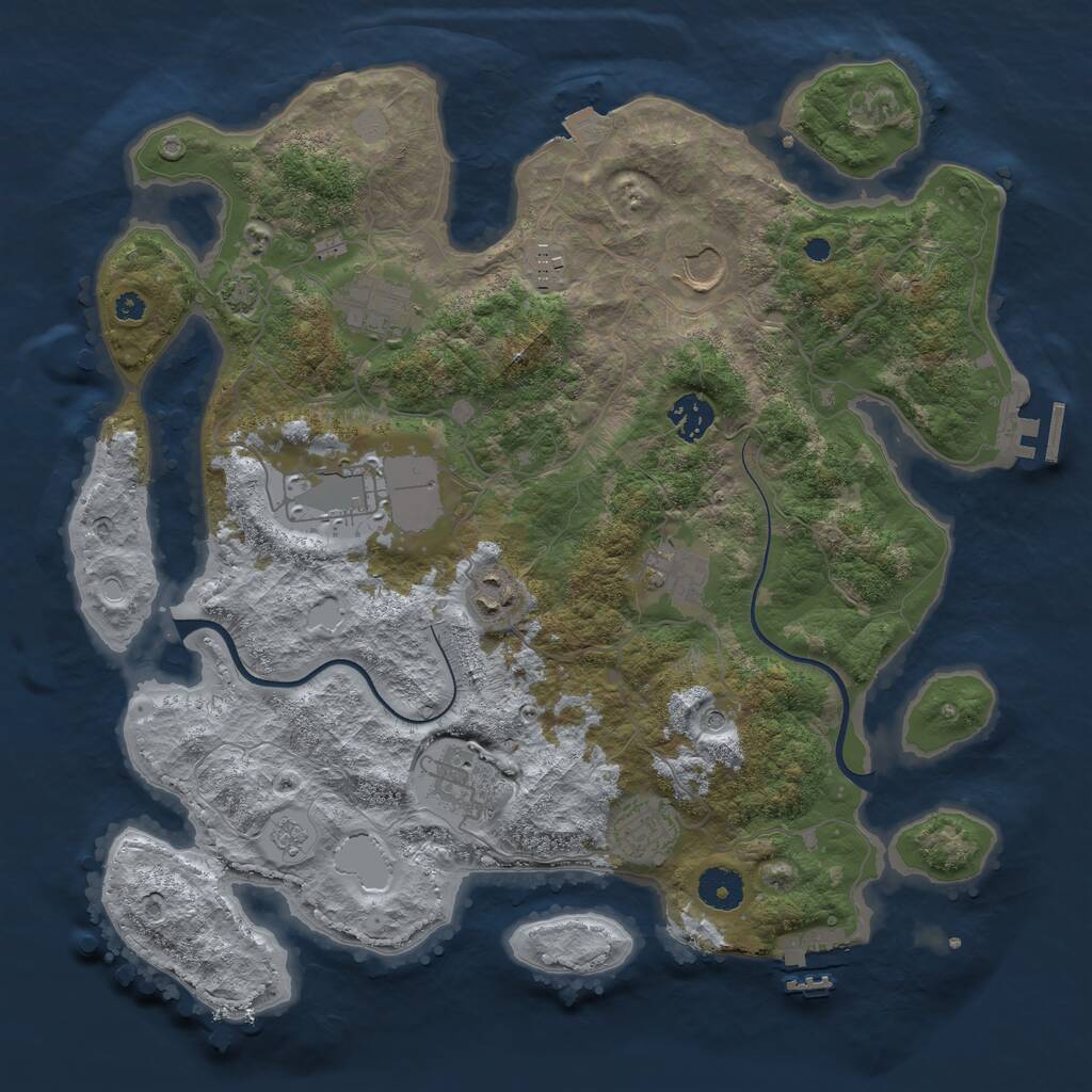 Rust Map: Procedural Map, Size: 3700, Seed: 1092095710, 15 Monuments