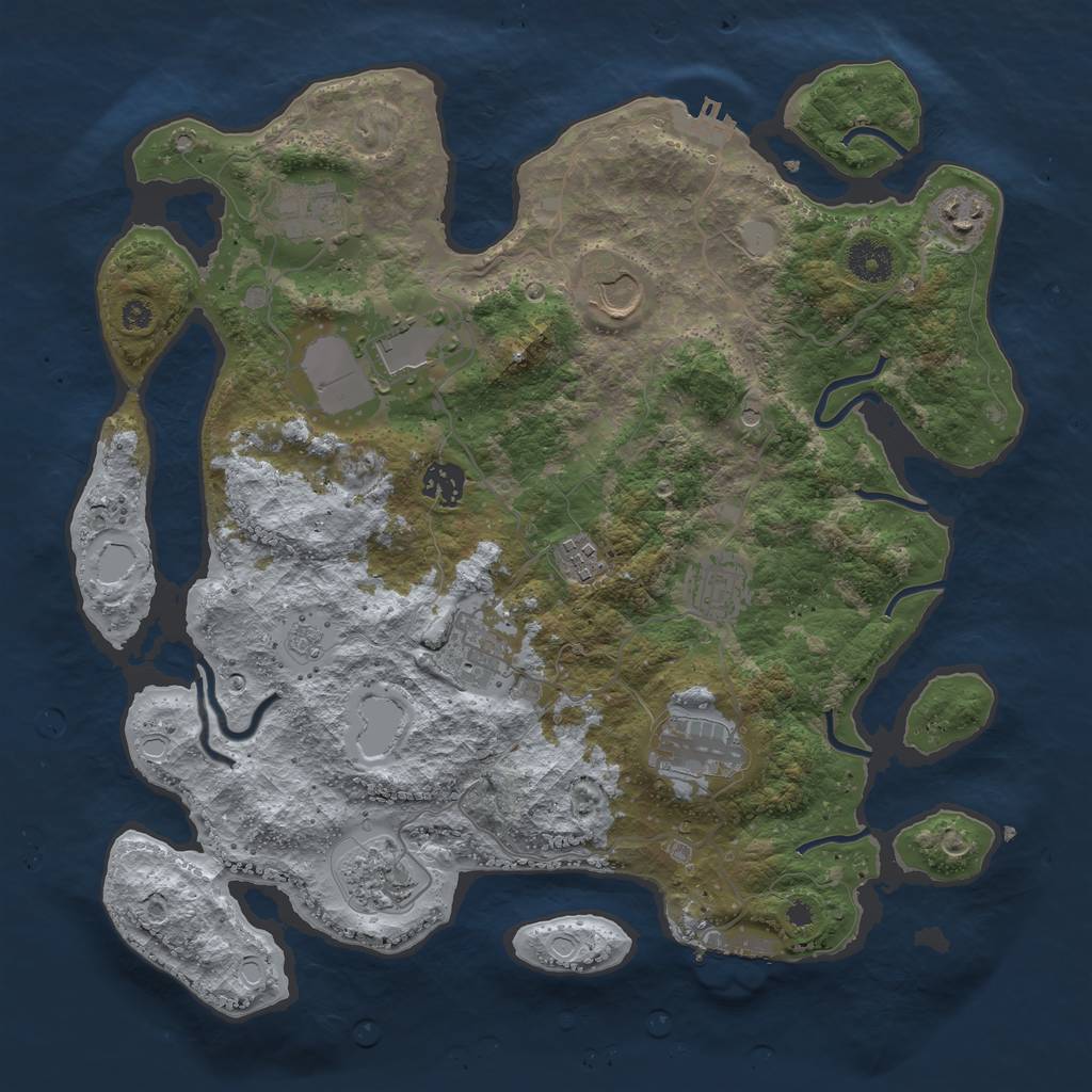 Rust Map: Procedural Map, Size: 3700, Seed: 1092095710, 19 Monuments