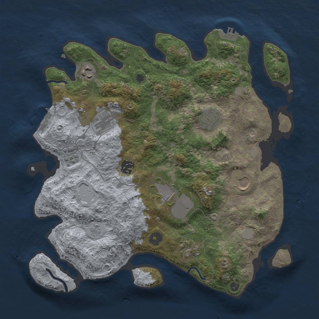 Rust Map: Procedural Map, Size: 3550, Seed: 2104457150, 17 Monuments
