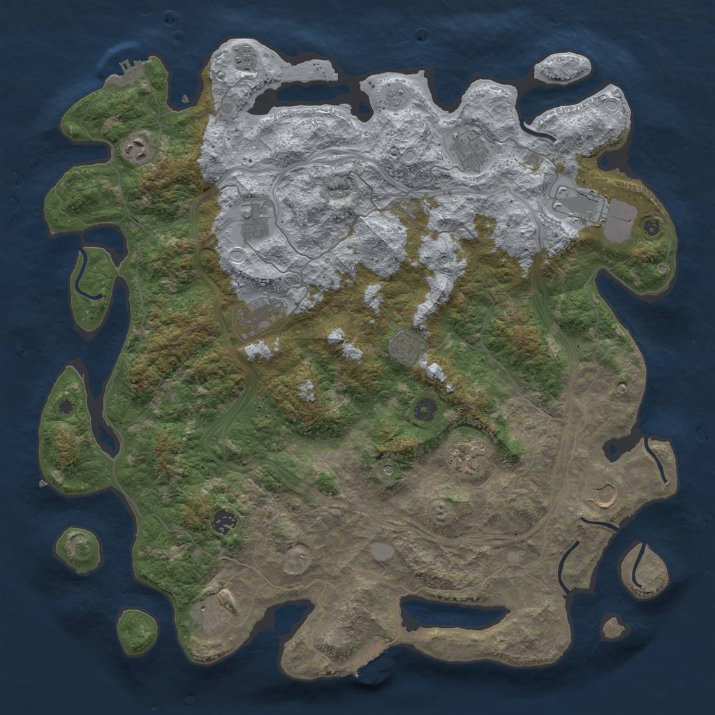 Rust Map: Procedural Map, Size: 4500, Seed: 54861, 20 Monuments