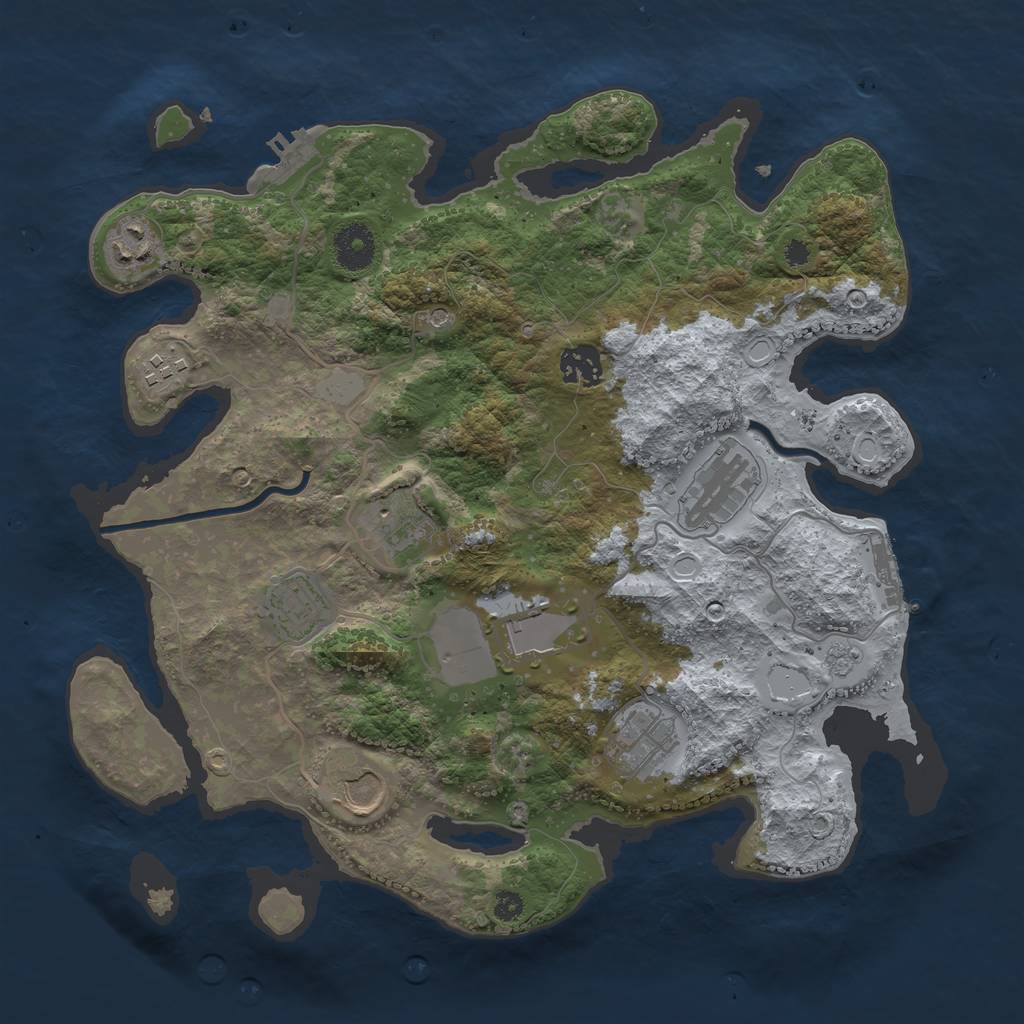 Rust Map: Procedural Map, Size: 3500, Seed: 67741553, 16 Monuments