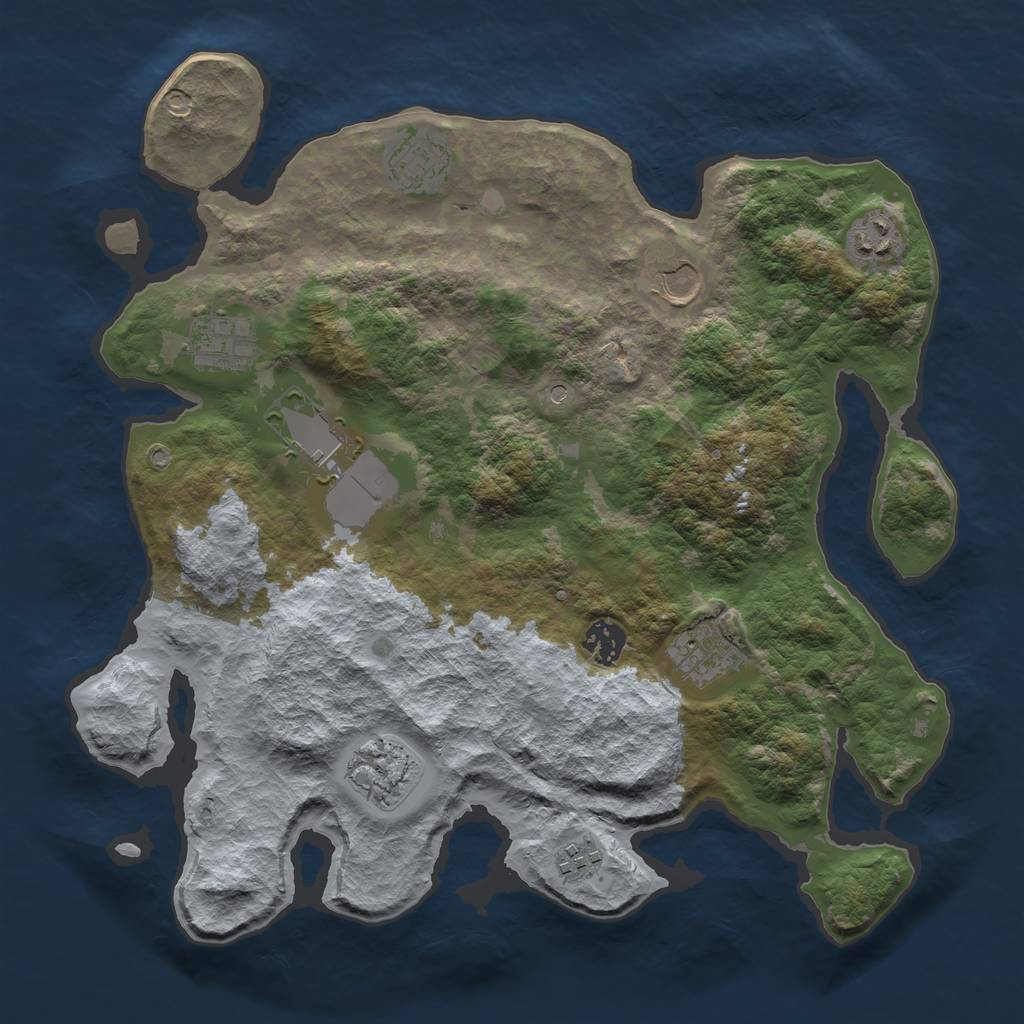 Rust Map: Barren, Size: 3600, Seed: 7, 12 Monuments