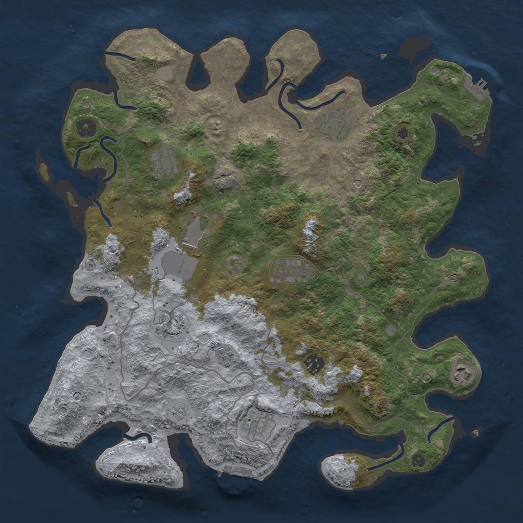 Rust Map: Procedural Map, Size: 4000, Seed: 114511, 18 Monuments