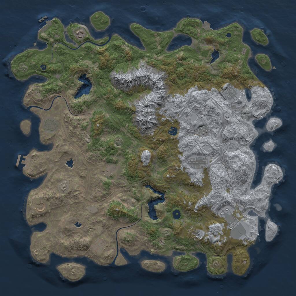 Rust Map: Procedural Map, Size: 5000, Seed: 2102774178, 17 Monuments