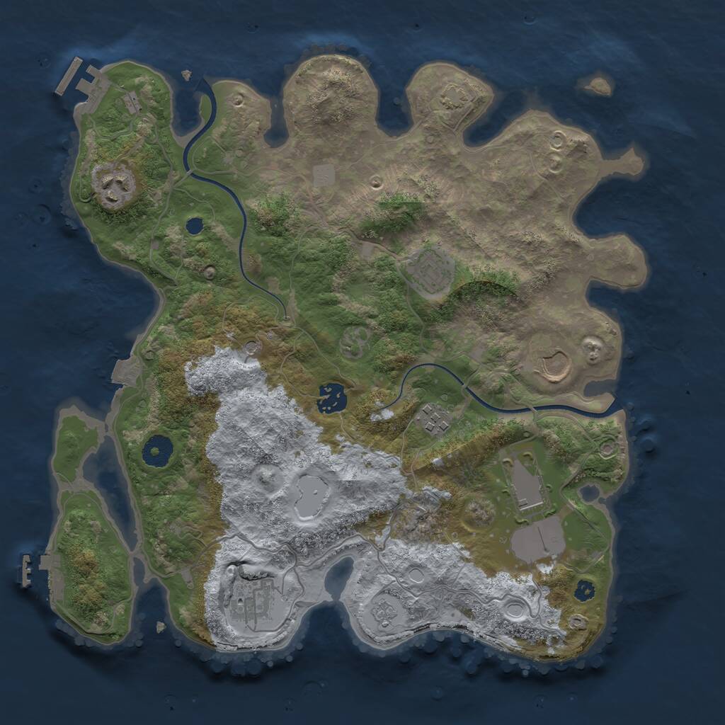 Rust Map: Procedural Map, Size: 3500, Seed: 1226969, 13 Monuments