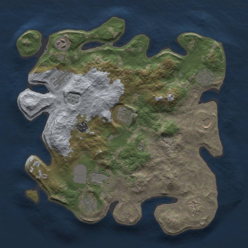 Rust Map: Barren, Size: 3500, Seed: 1923753298, 13 Monuments
