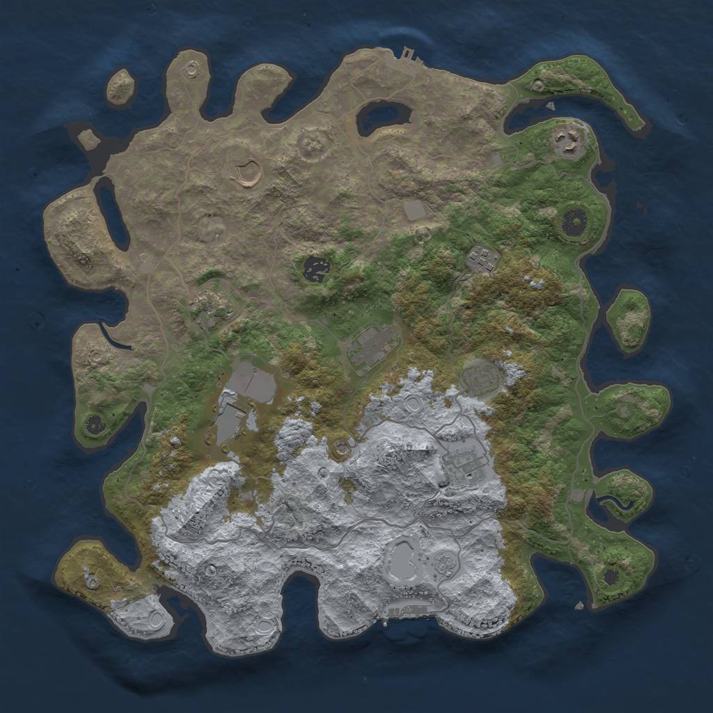 Rust Map: Procedural Map, Size: 4000, Seed: 31606090, 18 Monuments