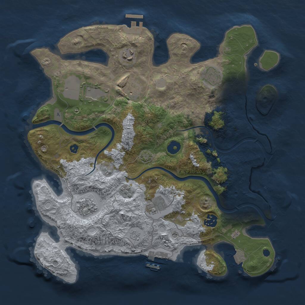 Rust Map: Procedural Map, Size: 3500, Seed: 19793595, 14 Monuments