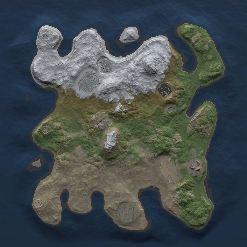 Rust Map: Barren, Size: 2988, Seed: 920483525, 9 Monuments