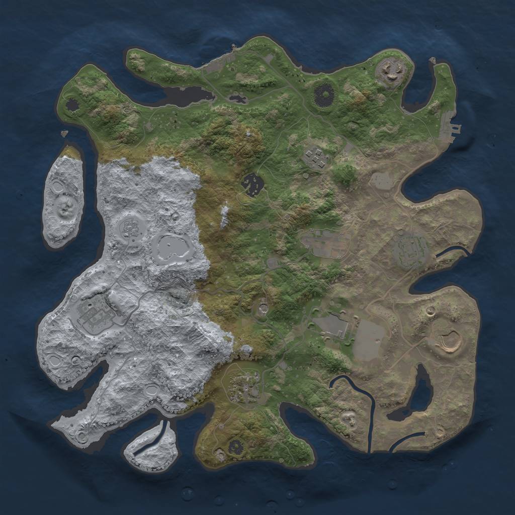 Rust Map: Procedural Map, Size: 3500, Seed: 160089351, 18 Monuments