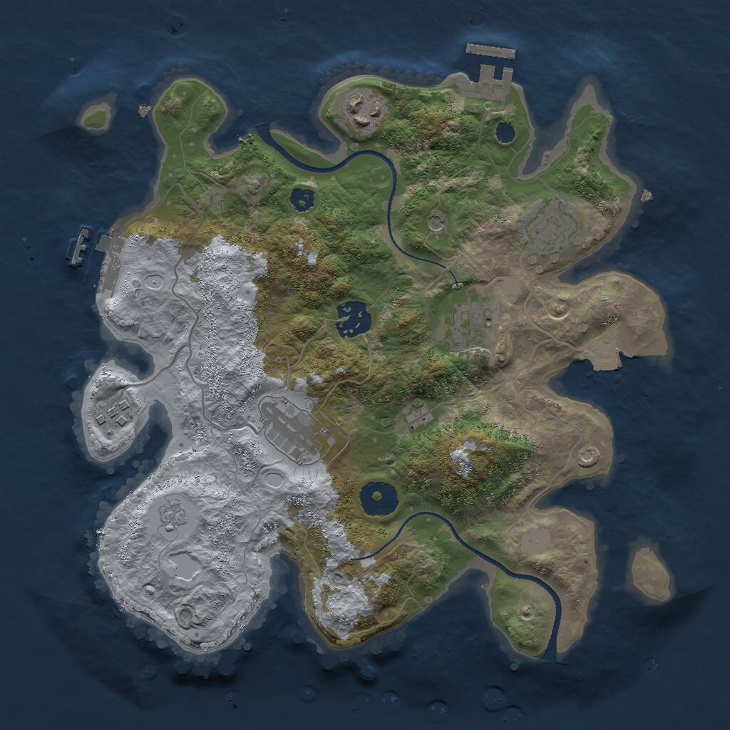 Rust Map: Procedural Map, Size: 3000, Seed: 858585, 11 Monuments