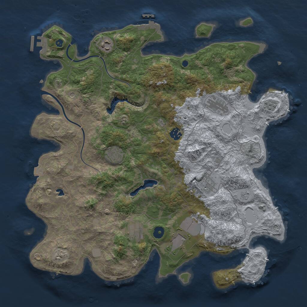 Rust Map: Procedural Map, Size: 4000, Seed: 36085, 14 Monuments