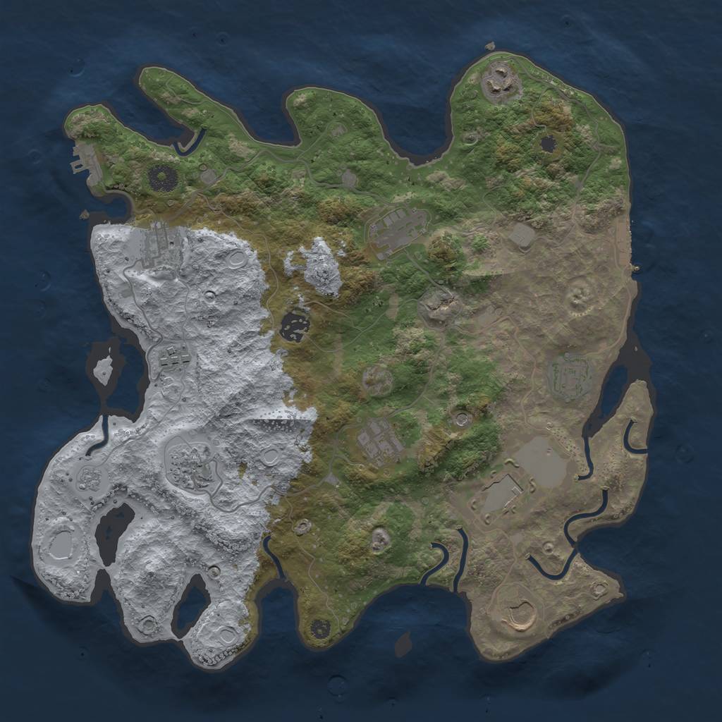 Rust Map: Procedural Map, Size: 3700, Seed: 1755552143, 19 Monuments