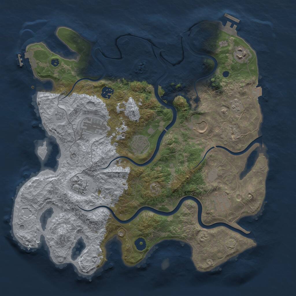 Rust Map: Procedural Map, Size: 3700, Seed: 1755552143, 14 Monuments