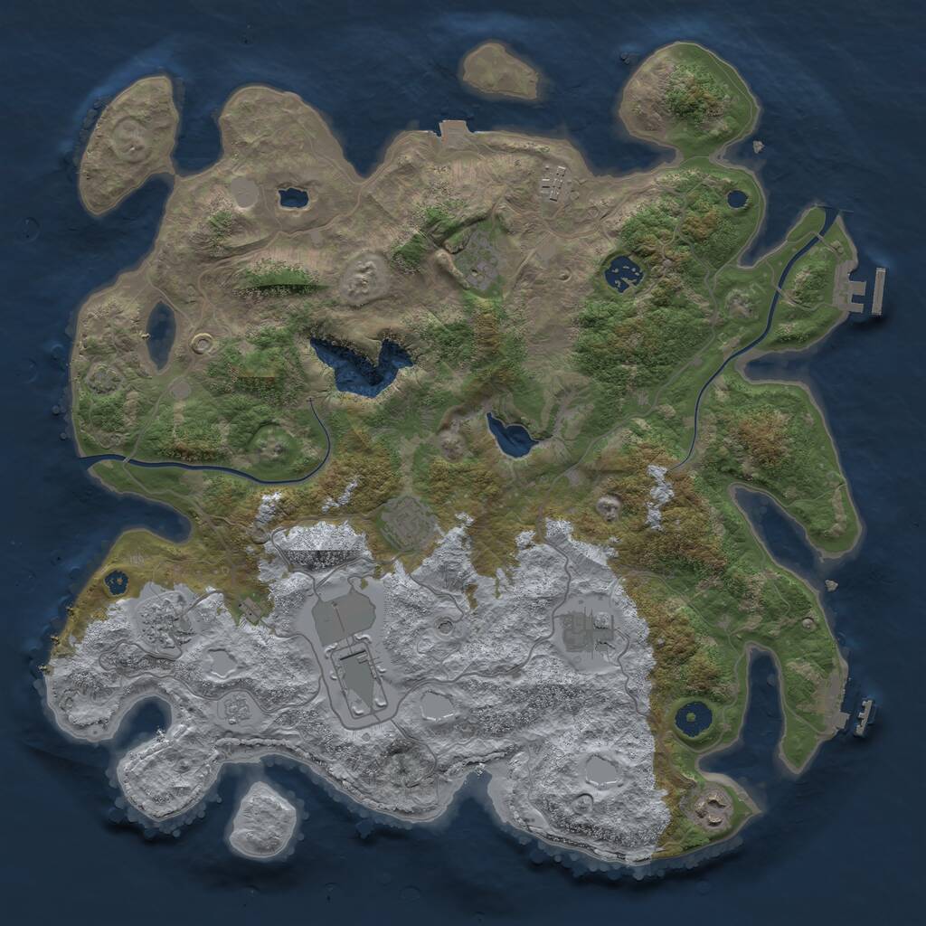 Rust Map: Procedural Map, Size: 4000, Seed: 1340703728, 14 Monuments