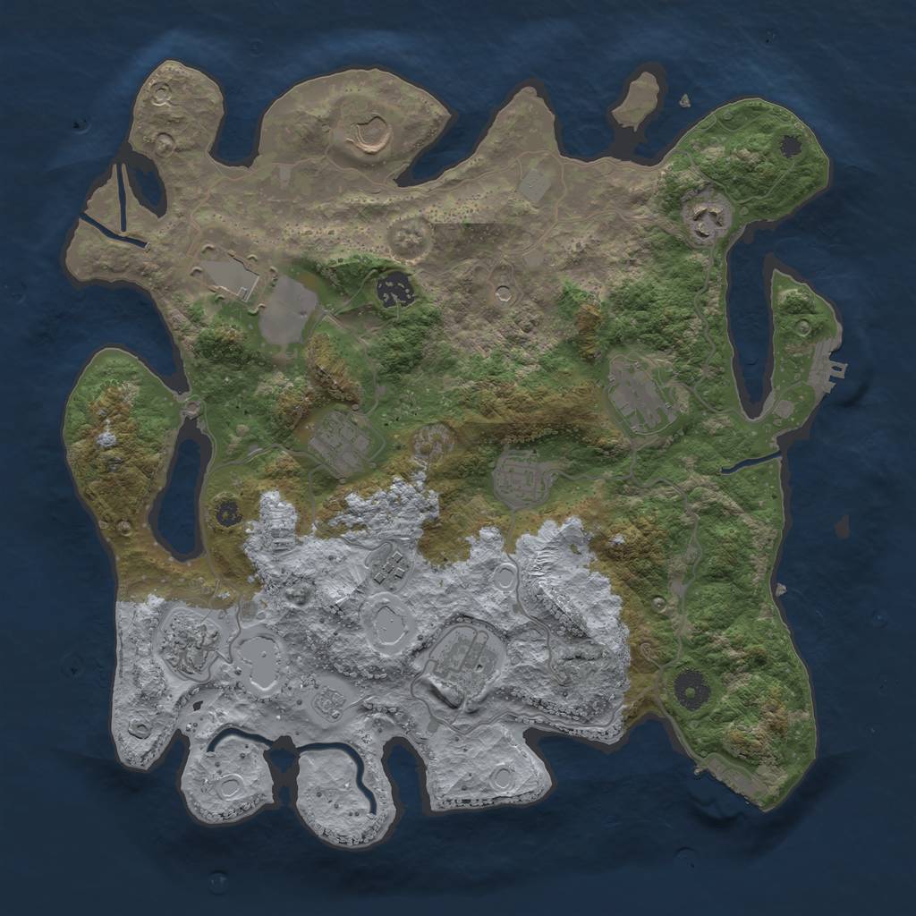 Rust Map: Procedural Map, Size: 3700, Seed: 846050896, 19 Monuments