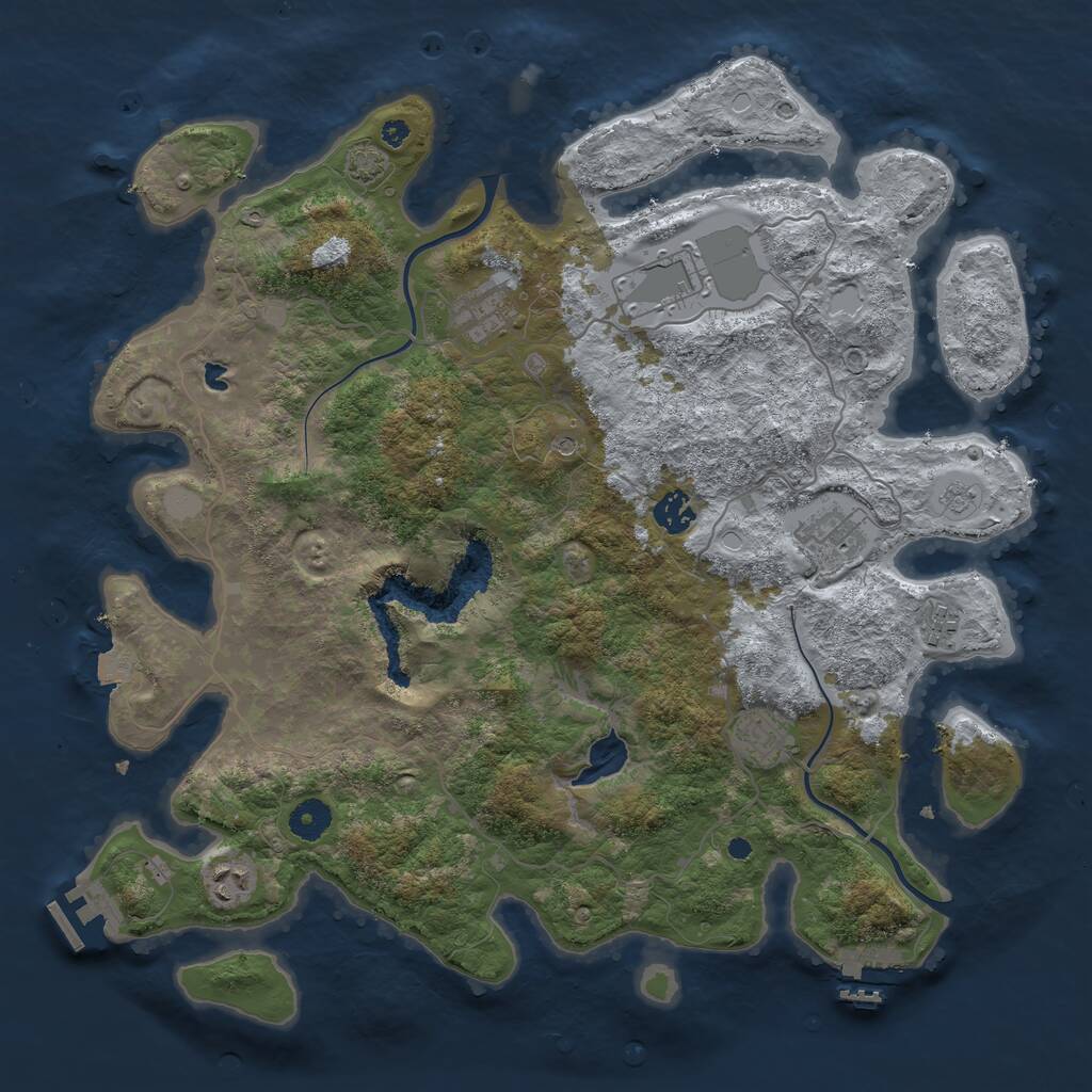 Rust Map: Procedural Map, Size: 4000, Seed: 1444747, 13 Monuments