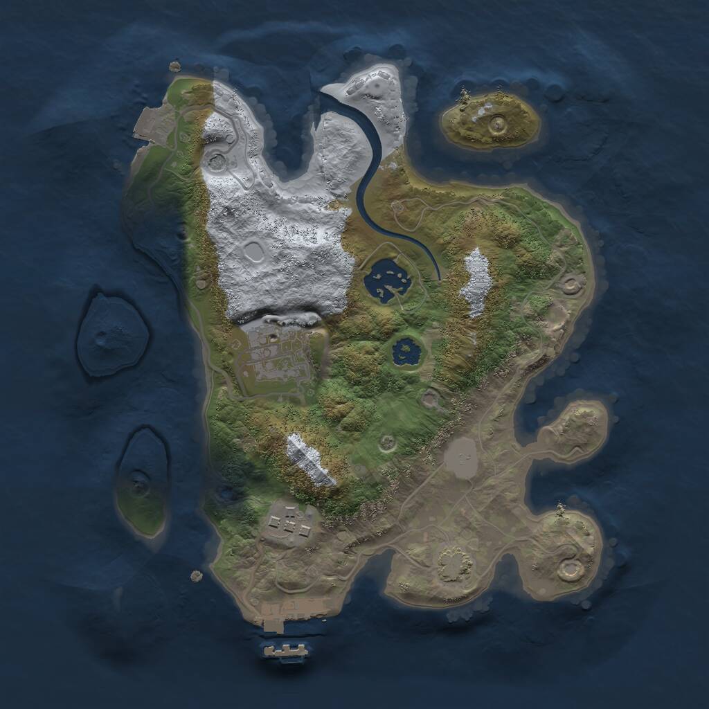 Rust Map: Procedural Map, Size: 2500, Seed: 593194978, 7 Monuments