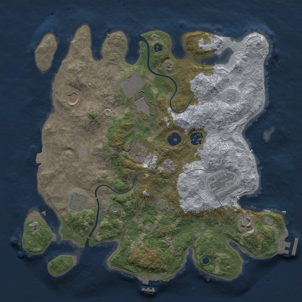 Rust Map: Procedural Map, Size: 3500, Seed: 1388618323, 14 Monuments
