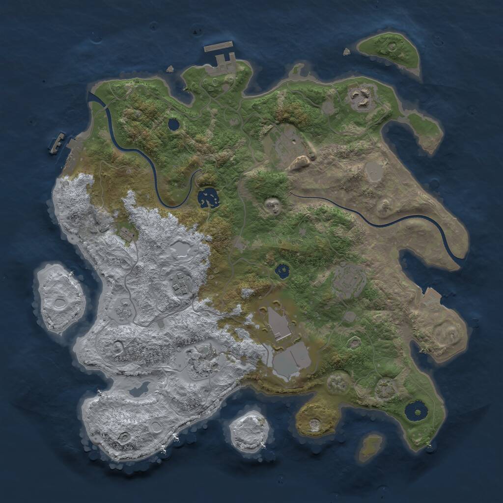 Rust Map: Procedural Map, Size: 3500, Seed: 1957121300, 12 Monuments