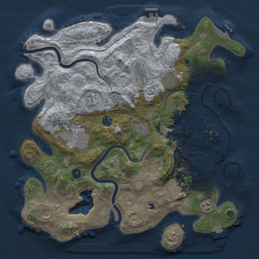 Rust Map: Procedural Map, Size: 4000, Seed: 75008406, 16 Monuments