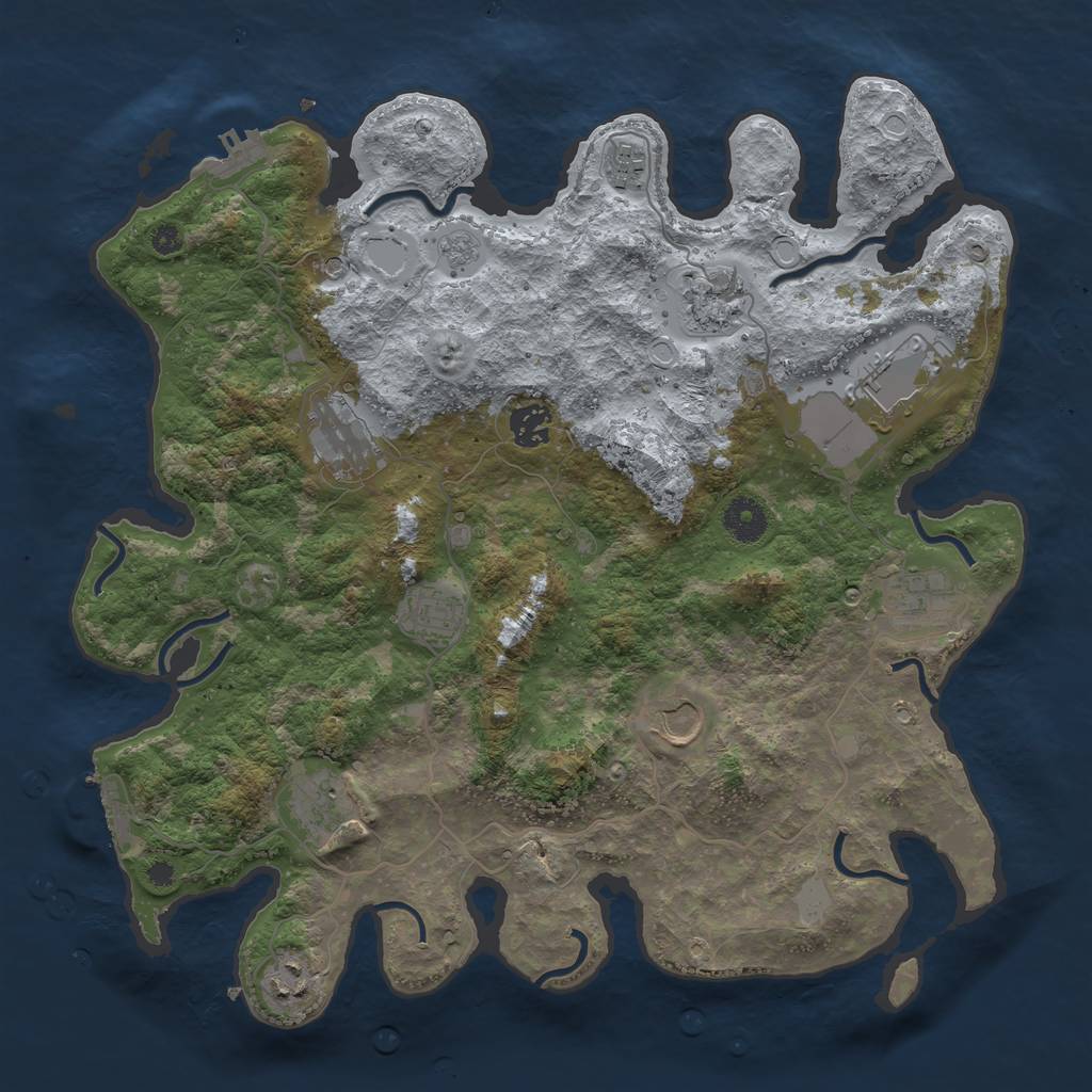 Rust Map: Procedural Map, Size: 3750, Seed: 334858861, 19 Monuments
