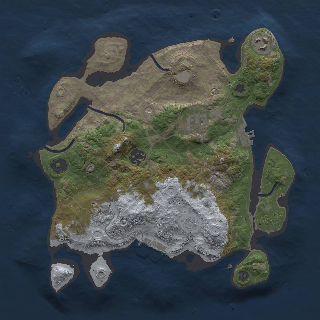 Rust Map: Procedural Map, Size: 3000, Seed: 614719135, 13 Monuments