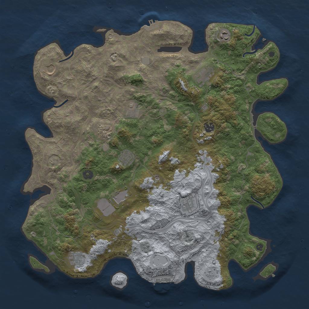 Rust Map: Procedural Map, Size: 4500, Seed: 80500, 20 Monuments