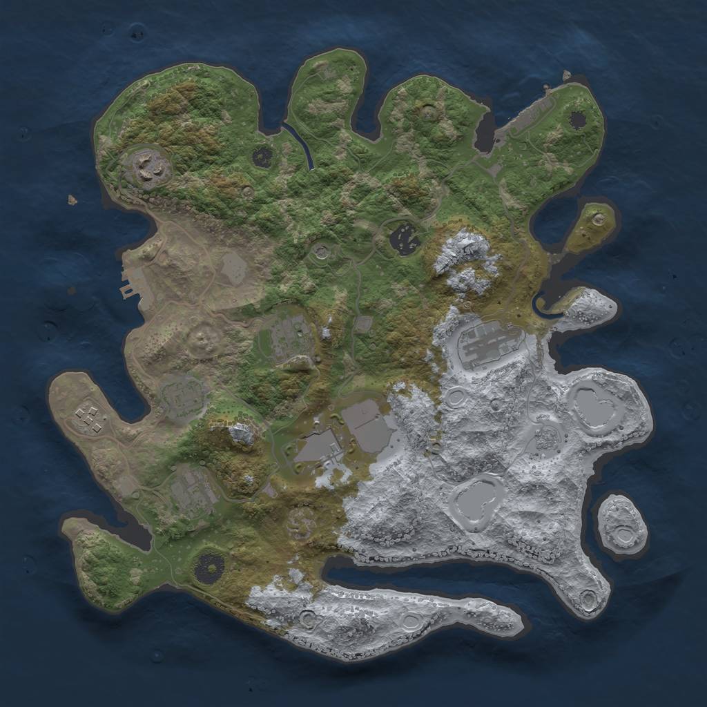 Rust Map: Procedural Map, Size: 3500, Seed: 114621, 17 Monuments